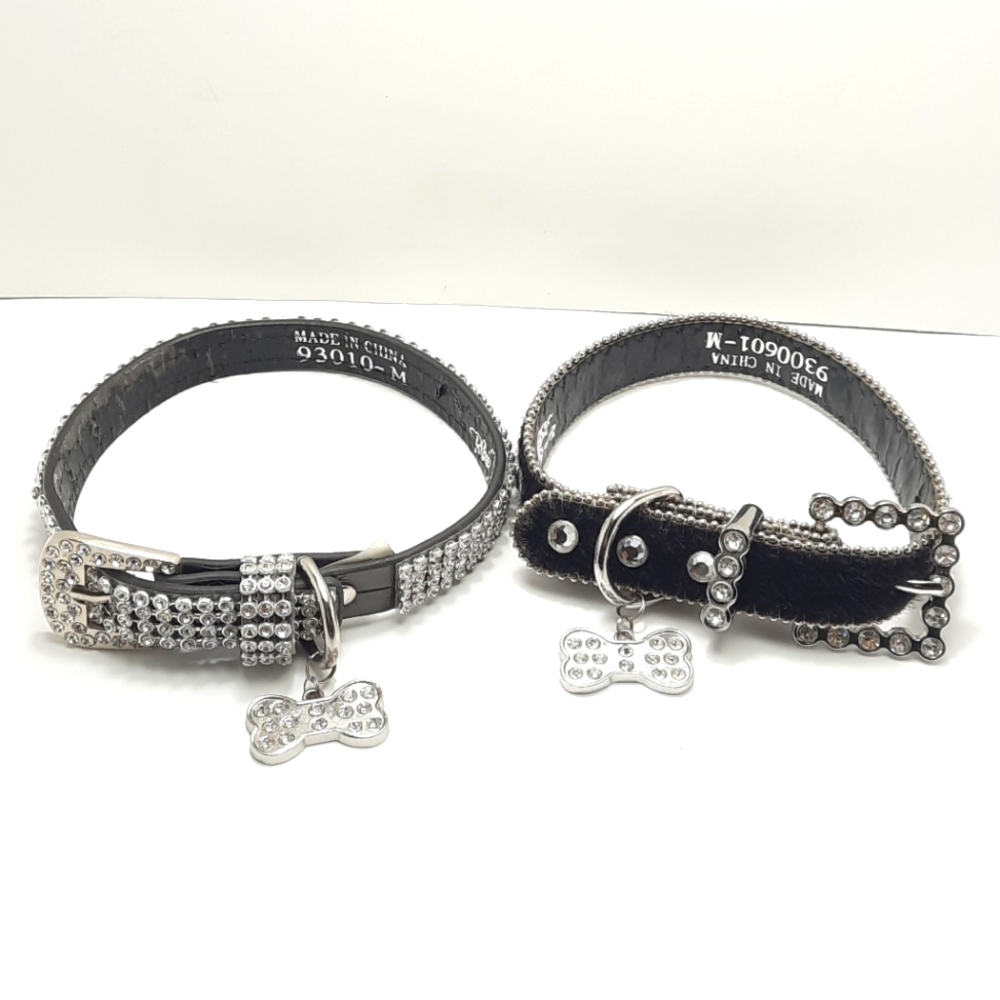 Blazin Roxx Blingy Rhinestone embellished  Dog Collars (Set of 2) PRE-OWNED